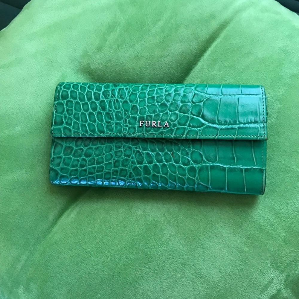 FURLA croc embossed leather wallet
